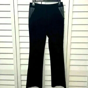 Cache Flare Dress Pants With Faux Leather Details Size 4 Black